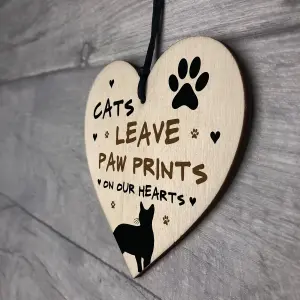 Cats Leave Paw Prints On Our Heart Wood Plaque Cat Lover Gift Cat Sign Family Gift