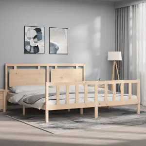 Berkfield Bed Frame with Headboard 200x200 cm Solid Wood