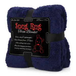 Snug Rug Blanket Luxury Sherpa Fleece Sofa TV Throw Gift Blankets 127x178cm - Navy