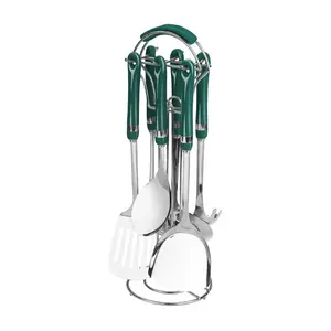 Shela 7 Piece Kitchen Utensil Set (Set of 7) Green/Silver