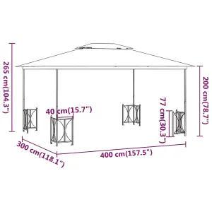 Berkfield Gazebo with Sidewalls&Double Roofs 3x4 m Anthracite