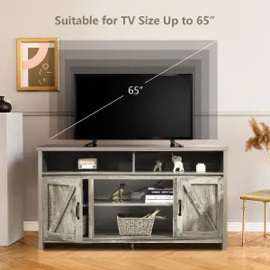 Costway TV Stand for TVs Up to 65" Modern TV Cabinet Media Console Table w/ Barn Doors