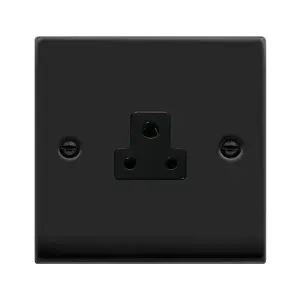 Matt Black 1 Gang 2A Round Pin Socket - Black Trim - SE Home