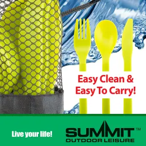 Lime Green Plastic Cutlery 12 Piece Set In Carry Bag - Summit