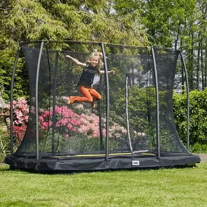 10ft x 7ft Salta Black Rectangular Comfort Edition Inground Trampoline with Enclosure