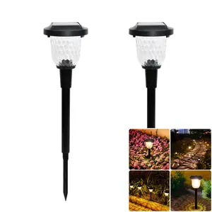 Solar Pathway Lights Garden Lights 7 Color Changing Outdoor Solar Yard Lights Auto On/off Waterproof 2 Pack Landscape Lights (Set of 2)