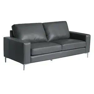 Baltic Faux Leather 3 Seater Sofa In Dark Grey