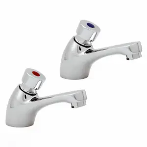 Nes Home Omni Chrome Hot And Cold Twin Brass Modern Bathroom Non Concussive Basin Taps