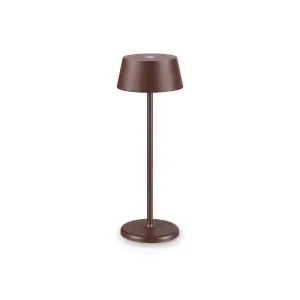 Ideal Lux Pure Integrated LED Table Lamp Coffee Brown 230Lm 3000K IP54