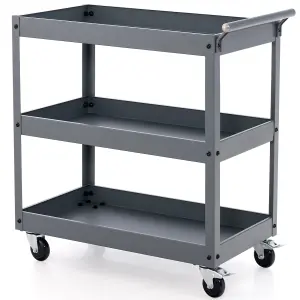 Costway 3-Tier Utility Cart Heavy Duty Service Cart with Handle Rolling Workshop Cart