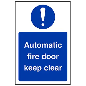 Automatic Fire Door Keep Clear Sign - Rigid Plastic - 150x200mm (x3)