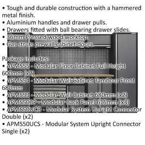 Premium Garage Storage System with Pressed Wood Worktop - 3240mm x 2000mm