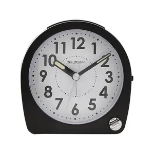 Analogue Quartz Movement / Crystal Alarm Tabletop Clock in Black