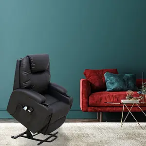 Dream Plus Large Electric Single Motor Rise & Recline Chair - Black PU Leather