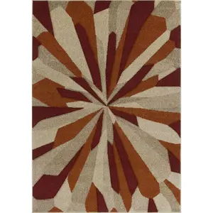 Melrose Carved Abstract Burst Ochre Patterned X-Large Indoor Area Rug 200x285cm