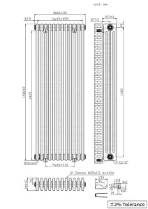 Right Radiators 1500x560 mm Vertical Traditional 4 Column Cast Iron Style Radiator Raw Metal