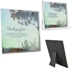 Glass Mirror Hanging Wall Plaque With Stand Reflection Box Gift Set Home Picture Message Thinking Of You