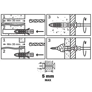 Diall Universal Grey Multi-purpose screw & wall plug (Dia)5mm (L)25mm, Pack of 20