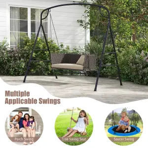 Costway Patio Metal Swing Stand Heavy-Duty A-Shaped Porch Swing Frame w/ Double Side Bar