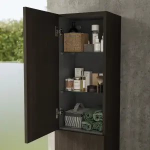 GoodHome Kentia Brown Walnut Veneer Double Bathroom Wall cabinet (H)150cm (W)35cm