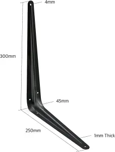 EAI - London Shelf Bracket - 300x250x45x1mm - Black - Pack of 10