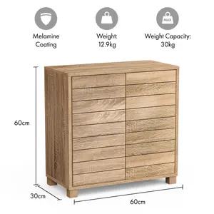 VonHaus Bathroom Storage Cabinet, Oak Wood Effect Floor Cabinet with Handleless Design, Freestanding Towel Storage Unit, Chester