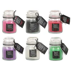 Something Different Magic Spell Candle Jar Set (Pack of 6) Multicoloured (One Size)