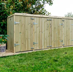 Shireburn 1 Wheelie Bin/6 Recycle Box Store - Timber - L80.4 x W250.5 x H120 cm