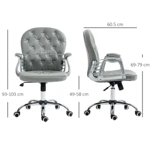 Vinsetto Office Chair PU Diamante Padded Ergonomic 360 degree Swivel Grey