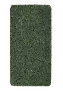 Modern Shaggy Forest Green Washable Plain Anti-Slip Easy To Clean Dining Room Rug-100cm X 100cm