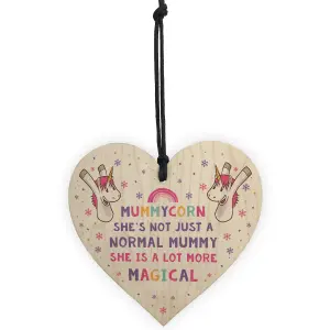 Red Ocean Novelty Unicorn Gifts For Mummy Mum Funny Christmas Gifts From Daughter Son Handmade Wooden Heart Plaque