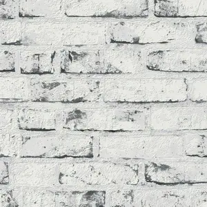 New England Rustic Brick Wallpaper White AS Creation 9078-37