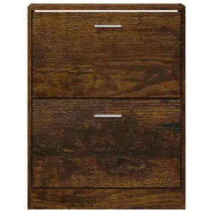 Berkfield Shoe Cabinet Smoked Oak 59x17x81 cm Engineered Wood