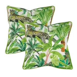 Gardenwize Pair of Outdoor Garden Sofa Chair Furniture Scatter Cushions- Leopard Jungle