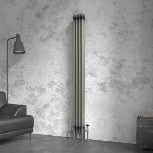 Right Radiators 1800x202 mm Vertical Traditional 3 Column Cast Iron Style Radiator Raw Metal