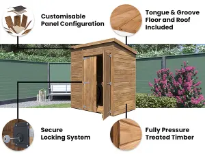 Dunster House Garden Shed 1.8m x 1.2m Pressure Treated Wooden Outdoor Storage Window Overlord Pent