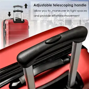 ABS Hard shell Travel Trolley Suitcase 4 wheel Luggage Set Hand Luggage, 24 inch, Red