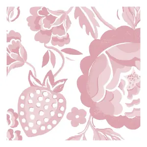 Cath Kidston Strawberry Gardens Glass Splashback SAMPLE - Light Pink (100x100mm)