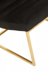 Interiors by Premier Black Velvet Cocktail Chair, Modern Art-Deco Black Velvet Accent Chair, Matte Gold Stainless Steel Frame