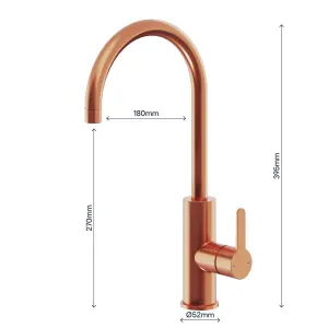 GoodHome Zanthe Copper effect Kitchen Side lever Tap