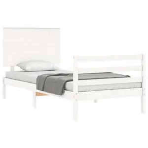 Berkfield Bed Frame with Headboard White 100x200 cm Solid Wood