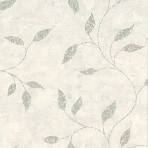 Boutique Ornamental Leaf Sage Textured Floral Wallpaper