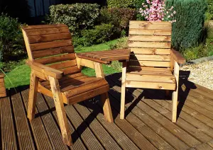 Twin Companion (Angled) Set Boxed (Flatpacked), Wooden Garden Love Seat - W180 x D90 x H98