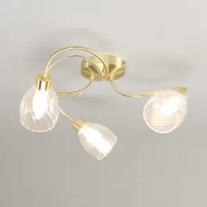 Litecraft Cora Satin Brass 3 Arm Tangle Bathroom Flush Ceiling Light