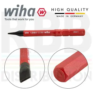 Wiha Slimbit Screwdriver Slotted 6.5mm Head 75mm 1000v VDE Electrician 34582