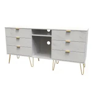 Fuji 6 Drawer Sideboard in Marble (Ready Assembled)