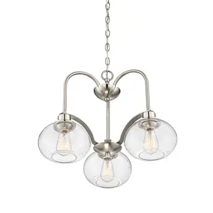 Elstead Trilogy 3 Light Chandelier, Brushed Nickel, E27