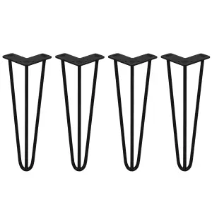 4 x Hairpin Leg - 14 - Black - 3 Prong - 10m