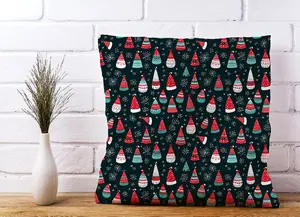 Hand Drawn Cheerful Santa Hats Cushions 60cm x 60cm