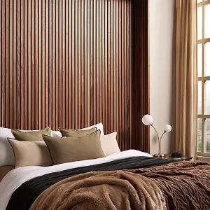 Naturewall SlatWall Acoustic Deep Walnut - 240cm x 60cm on Grey Felt